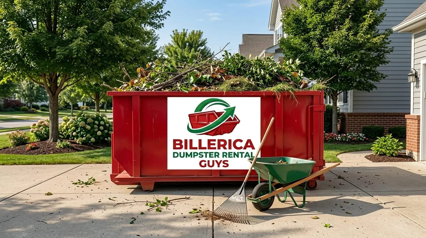 Map-style aerial of the Billerica MA Middlesex County service area for Billerica Dumpster Rental Guys