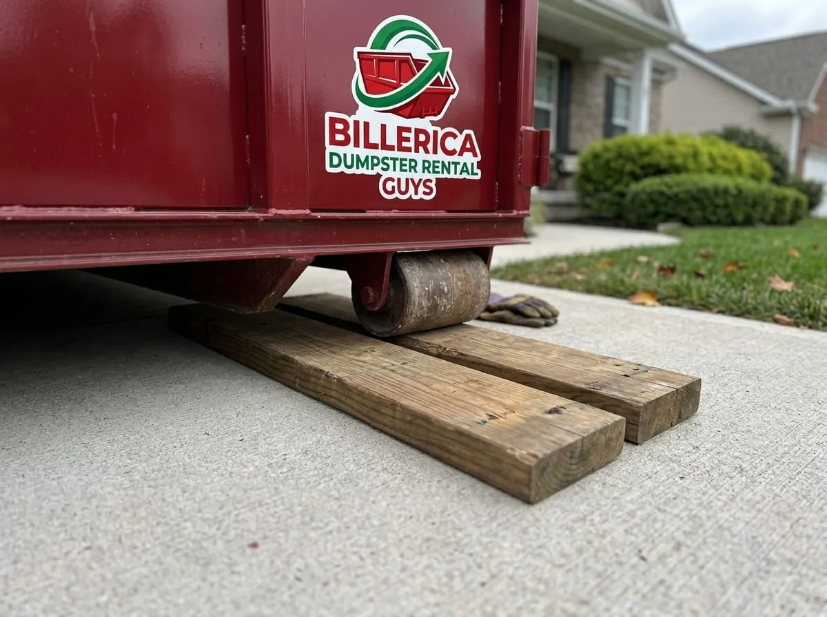 Loading household items into an estate cleanout dumpster in Billerica, MA